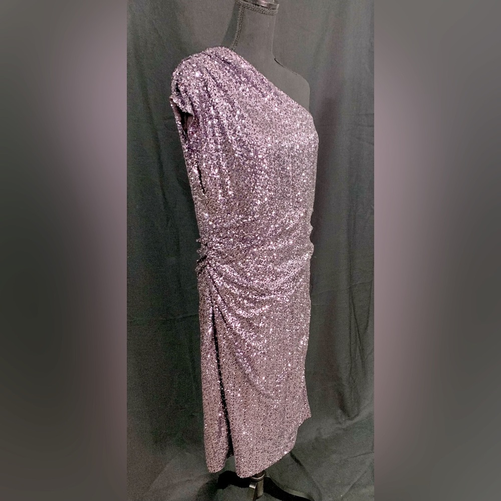 Lauren by Ralph Lauren Evening | Pastel purple sequin cocktail dress | Size: 16
